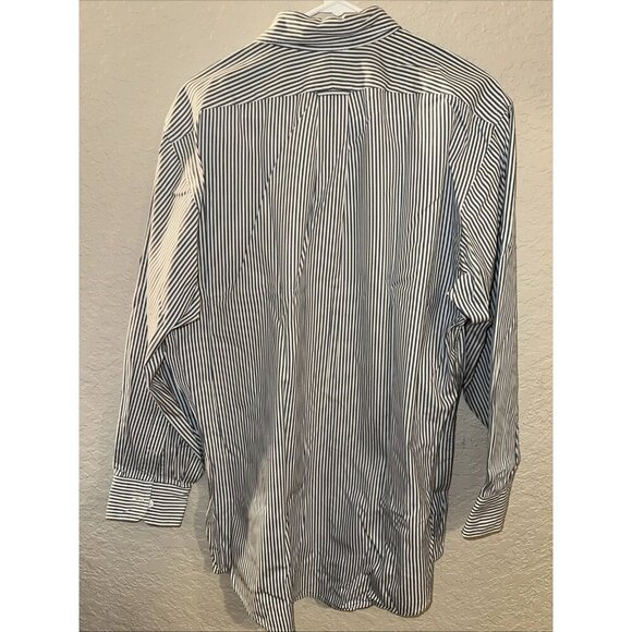 Lands End Long Sleeve Men’s Blue Stripped Button Down Shirt - Picture 3 of 4